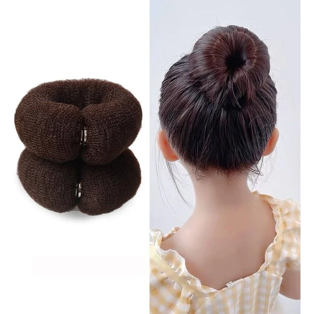 2pcs Mesh Bun Maker Hair Donut Classic Bun Styling Tool Snap Button Easy Updo